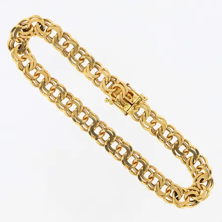 Armband Bismarck längd 19cm, bredd 7mm, graverad, NHW, år 1964, 18K Vikt: 21,7 g