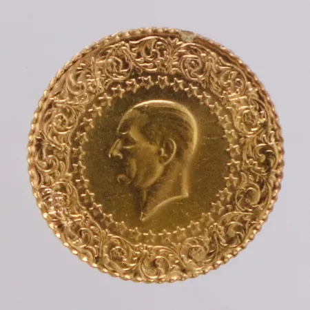 Mynt Attaturk år 2024 Ø18mm, ögla saknas, 21,6K  Vikt: 1,7 g