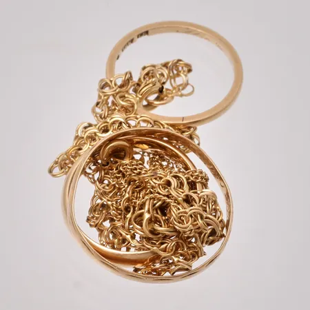 Diverse defekt guld, 18K, 13,59g.