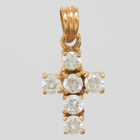 Hänge kors med vita stenar, 18,8x8,7mm, 18K Vikt: 1 g