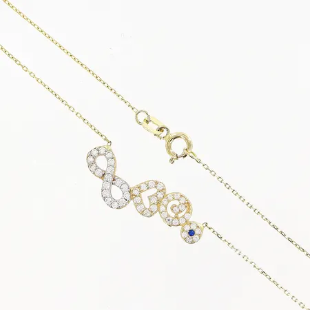 Collier med stenar längd 44cm, bredd 0,5-6,5mm, 14K Vikt: 1,9 g