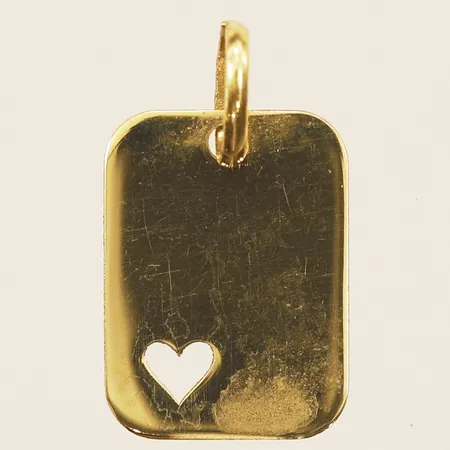Hänge gravyrbricka med hjärta, längd 15mm, bredd 9mm, 18K  Vikt: 0,6 g