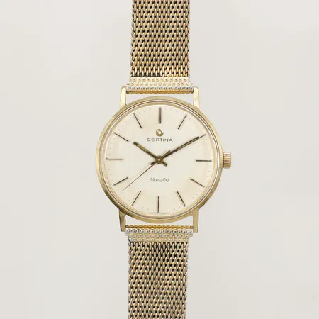 Herrur Certina New Art guld manuell Ø33mm länk i gulmetall repig gravyr 18K 