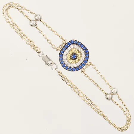 Armband med stenar, längd 19cm, bredd ca 2,5-16,5mm, tvåfärgat, 14K Vikt: 5,8 g