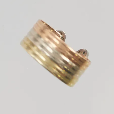 Ring diamanter 14x ca 0,01ct stl:20 bredd 10mm, trefärgad 18K 4,6g.
