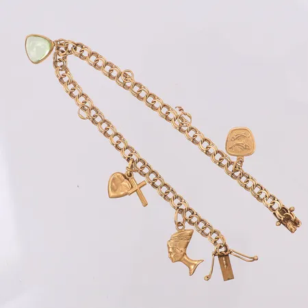 Armband Bismarck med 4 hängen längd 20cm bredd 5mm, saknar 2 hängen, Bg:S Guld Bernt Gottschalk, 18K Vikt: 11,1 g