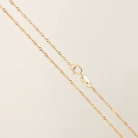 Kedja Singapore Guldfynd längd 42cm bredd 0,6mm 18K  Vikt: 1,2 g