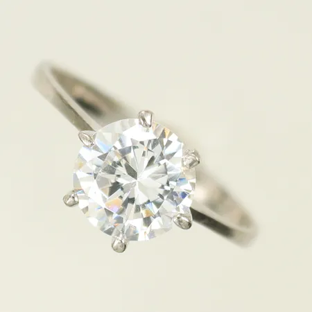 Ring med vit sten, stl 18 bredd 2-8mm, silver 925/1000-delar 2,3g 