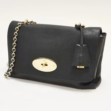 Väska Mulberry Medium Black Glossy goat leather, beslag i gulmetall, mått 28x20x9cm, dustbag