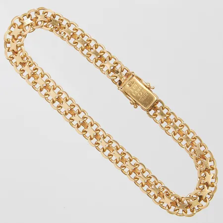 Armband X-länk längd 19cm, bredd 7mm, svenska stämplar, 18K Vikt: 13,2g Vikt: 13,2 g