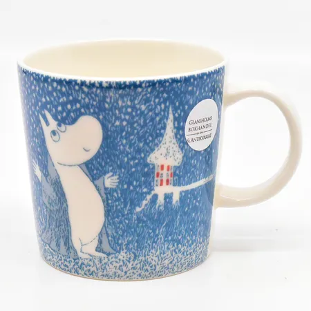 Mugg Mumin Lätt snöfall år 2018 8cm höjd 8cm Arabia etikettmärkt