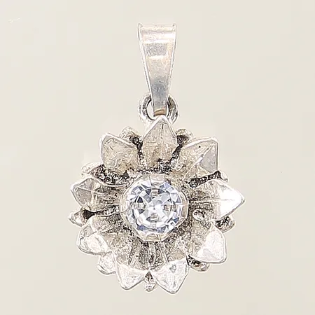 Hänge blomma med vit sten 20x13mm silver 925/1000  Vikt: 2 g