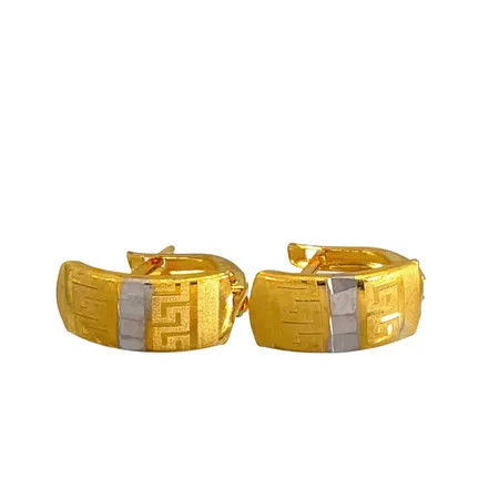 Örhängen, 18K guld, tvåfärgad modell, tillverkarstämpel RS, längd 11 mm, bredd 5,5 mm, fint skick Vikt: 1,1 g