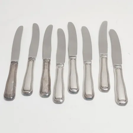 8 Knivar Georg Jensen, blad i stål, originallinda, 925/1000 silver Brv: 404,0g Vikt: 404 g