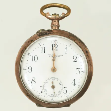 Fickur Joh.Engström Jönköping, Ø36mm, boetten silver 800/1000-delar, boettnr: 8393, saknar krona, 37,9g totalt 