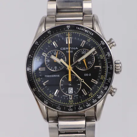  Herrur Certina Precidrive DS-2, Ø41mm, stål, quartz, kronograf och datum återställer ej korrekt, boettnr: 14BC0448211, C02447A, stållänk,  repor, inga tillbehör 