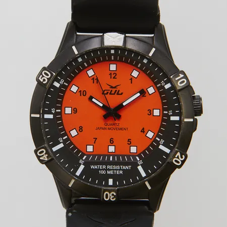 Herrur, orange urtavla, quartz, går ej, gummiband, Gul, inga tillbehör