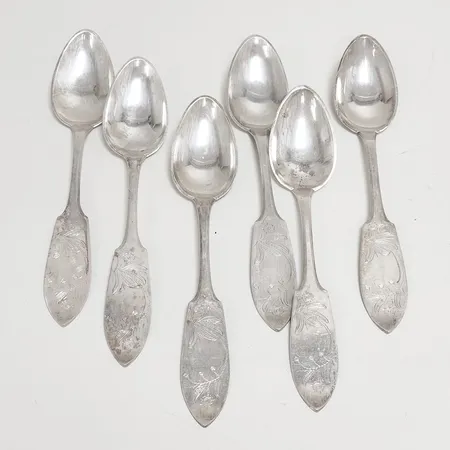 6 Matskedar modell Tornedal, 18cm, 830/1000 silver Vikt: 174,9g Vikt: 174,9 g