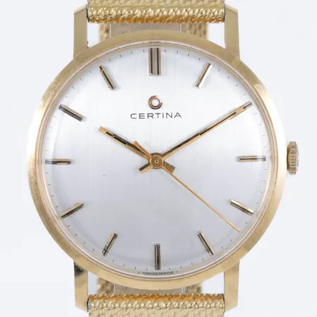 Herrur Certina guld 18K manuell 34mm, plexiglas, doublélänk, gravyr "För nit och redlighet..."
