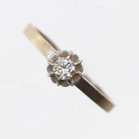 Ring med diamant 0,12 ct enligt gravyr, stl:16, bredd: 1,5mm, Vitguld 18K Vikt: 1,8 g