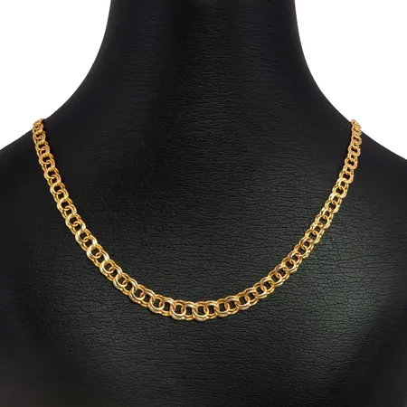 Halskedja Bismarck, 18K guld, doserad modell, Guldfynd (GHA), längd knäppt 42,0 cm, bredd 4 - 6,7 mm, fint skick Vikt: 15,8 g