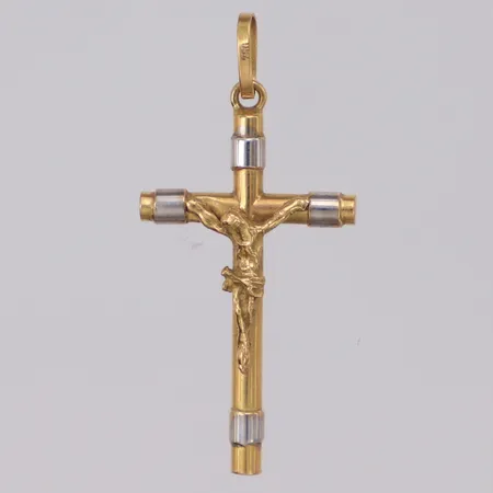 Hänge Krucifix längd 30,4mm bredd 14,0mm, tvåfärgad 18K Vikt: 0,8 g