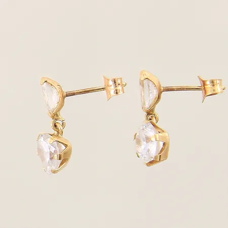 Örhängen med vita stenar 11x5,8mm 18K  Vikt: 1,7 g