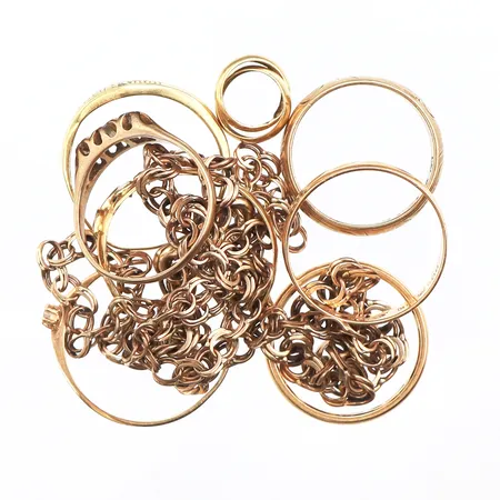 Diverse guld, defekter/slitage/gravyrer, 18K Vikt: 19,5 g