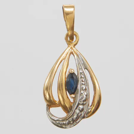 Hänge med safir, längd 22mm, bredd 10mm, 18K Vikt: 1,0g Vikt: 1 g