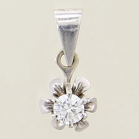 Hänge diamant 0,20ct enligt gravyr 15x6,4mm vitguld, svensk importstämpel, saknar karatstämpel 18K  Vikt: 1,2 g
