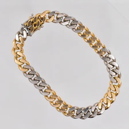 Armband Pansar längd 19,5cm bredd 8mm gul/vitguld, 18K Vikt: 45,6 g