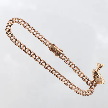 Armband Bismarck med berlock,längd ca 17.5 cm,bredd ca 4.3 mm,18k. Vikt: 5,8 g