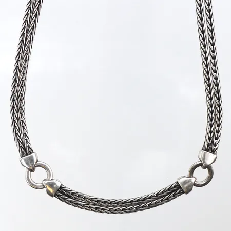 Collier, längd:43cm, bredd:6,6mm, 925/1000 silver. Vikt: 62,6 g