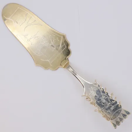 Tårtspade, samiskt motiv, handsmide, år 1994, förgyllt blad, repor, 830/1000 silver Vikt: 56,9 g