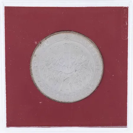 Minnesmynt 50 Kr All offentlig makt i Sverige utgår från folket 1975 Ø36mm plastetui, silver 925/1000 26,9g.