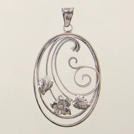 Hänge med blomdekor 57x32mm silver 830/1000 Vikt: 9 g