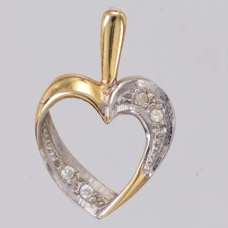 Hänge med vita stenar, längd 18mm, 14K Vikt: 0,7 g