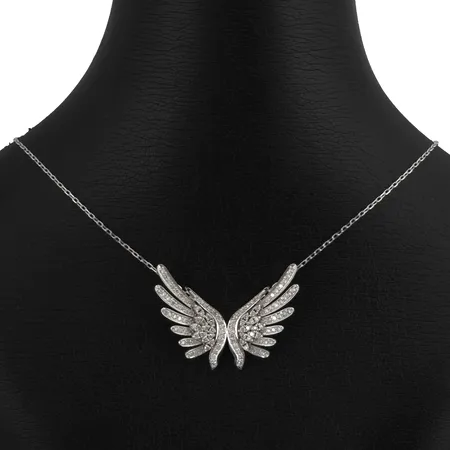 Collier, 18K vitguld, ankarkedja med integrerat större hänge, Diamanter 116 st x 0,002-0,008ct, hängets storlek 28x36 mm, kedjans längd 45,5 cm, bredd 1,3 mm, fint skick Vikt: 8,8 g