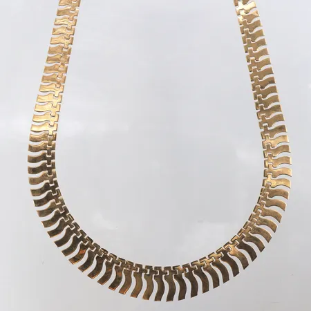 Collier längd: 43cm, bredd: 6,5-15mm, 18K Vikt: 33,5 g
