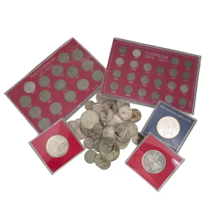 Parti svenska silvermynt 400-925/1000, finvikt cirka 340g Vikt: 340 g
