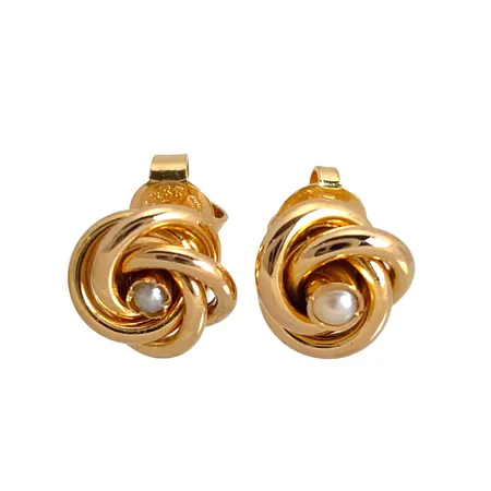 Örhängen "Knutar", 18K guld, olika modeller, örhängenas diameter 8 mm, olika långa stift, snarlika ploppar Vikt: 2,2 g