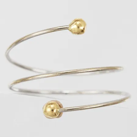Spiralring justerbar storlek bredd: ca 1-3mm vitguld/gultguld 18K Vikt: 1,3 g