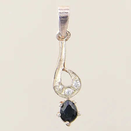 Hänge med vita och blå stenar 22x5mm silver 925/1000 Vikt: 0,6 g