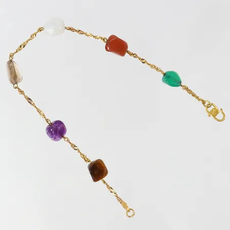Armband med färgade stenar längd 19cm bredd 1,5-8mm 22K.  Vikt: 4,6 g