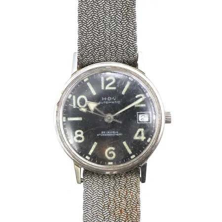 Herrur H-D-V Automatic,tickar igång men ej funktionstestat,diameter ca 33.4 mm,slitage,stål.
