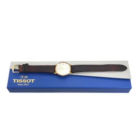 Herrur Tissot Seastar, 14K guld, Ø34 mm, quartz - behov av nytt batteri, bruksmärken, universal skinnband, box, Vikt: 0 g