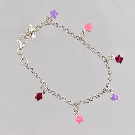 Barnarmband med emaljdekor längd 16cm GHA 925/1000 silver Vikt: 6,2 g