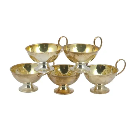 Punschkoppar silver 5 stycken, höjd 4-5,5 cm, tillverkare Ceson Göteborg, bruksskick Vikt: 158,1 g