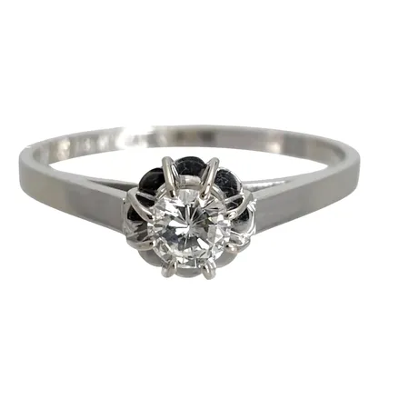 Diamantring, 18K vitguld, Diamant 0,14ct, Guldfynd (GFAB), stl:17¼ mm, bredd 1,5 - 5 mm, fint skick Vikt: 1,7 g