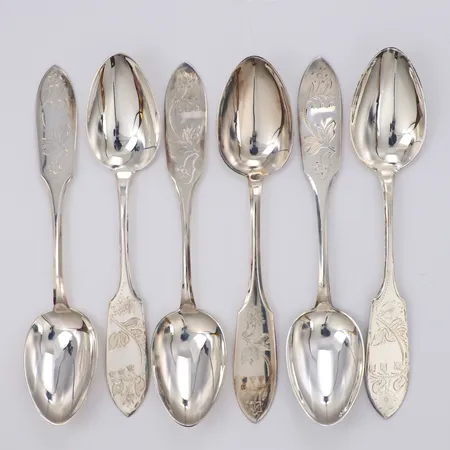 6 Skedar modell Tornedal, längd 17,5cm, 830/1000 silver Vikt: 220,4 g